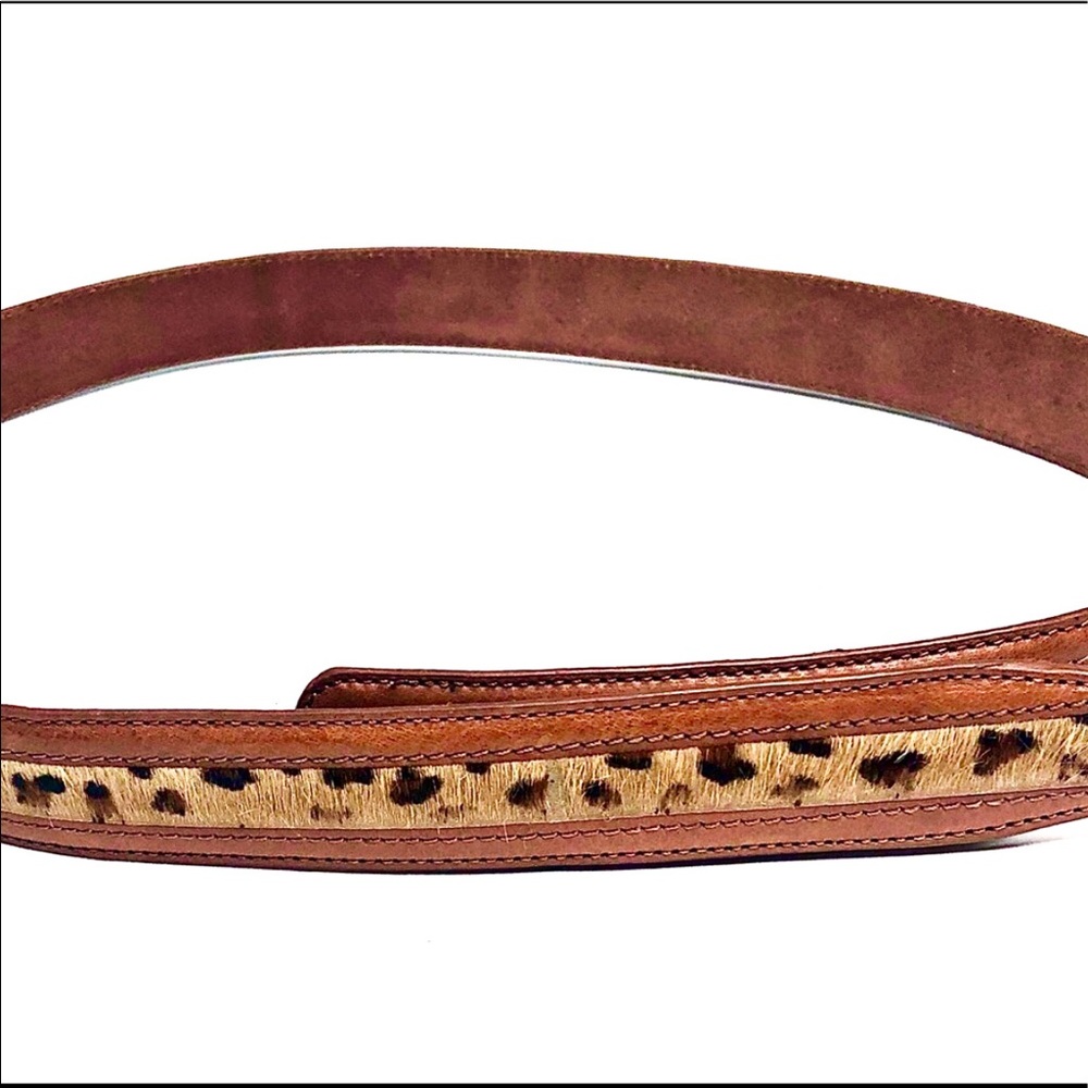 Terry Stack 1” leopard Horsehair Leather Belt Sz M
